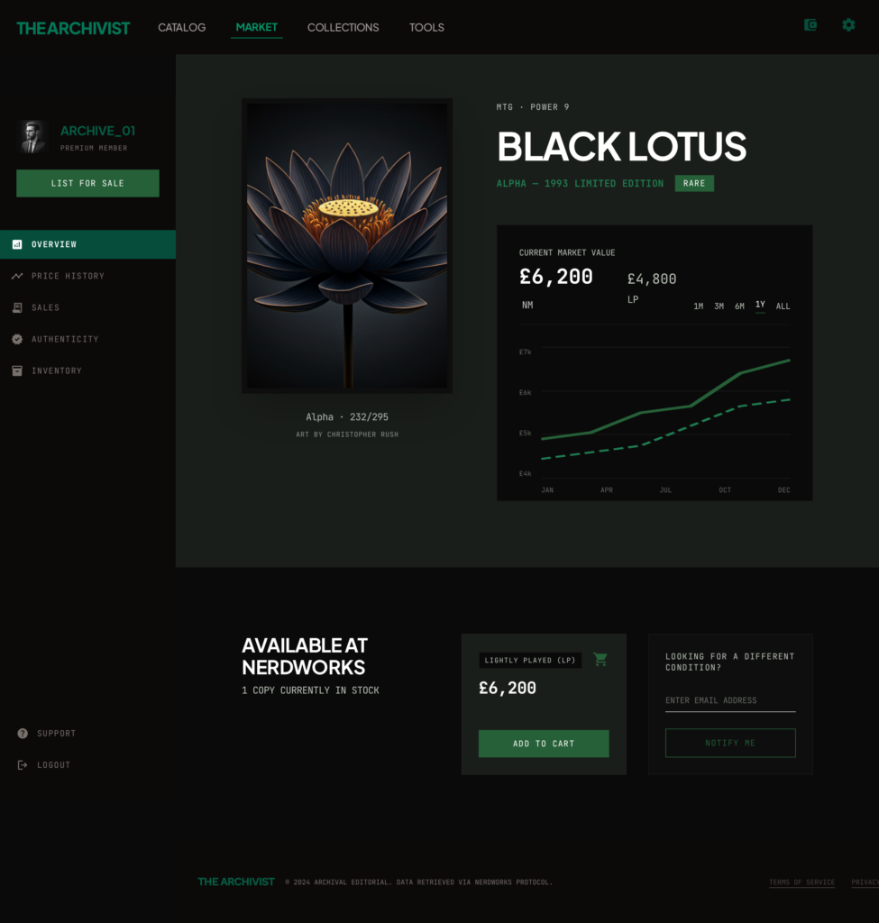 Singles Card Profile — Data-First Layout