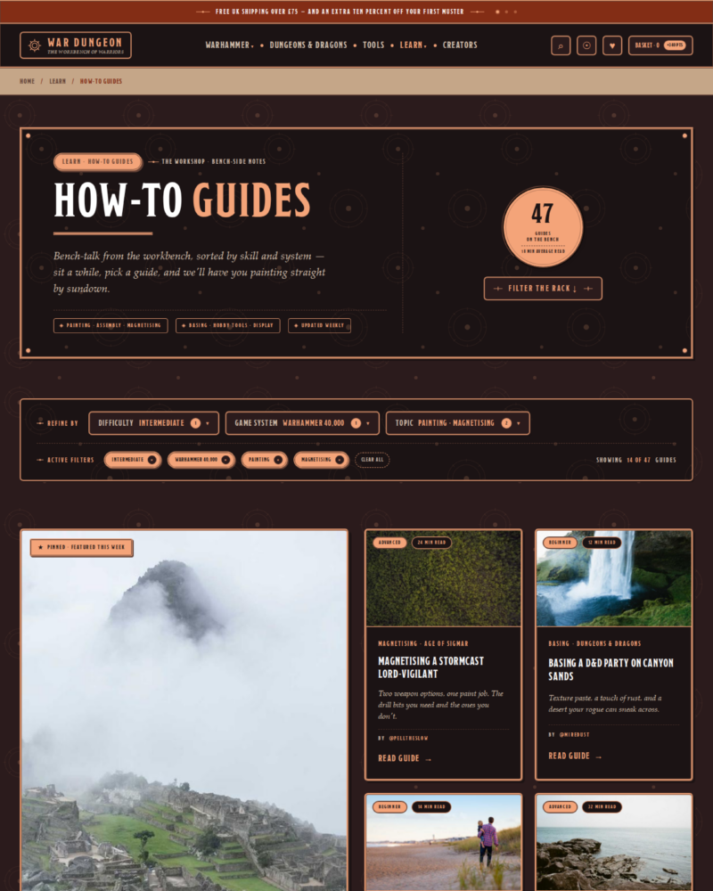 War Dungeon — How-To Guides hub (font fix)