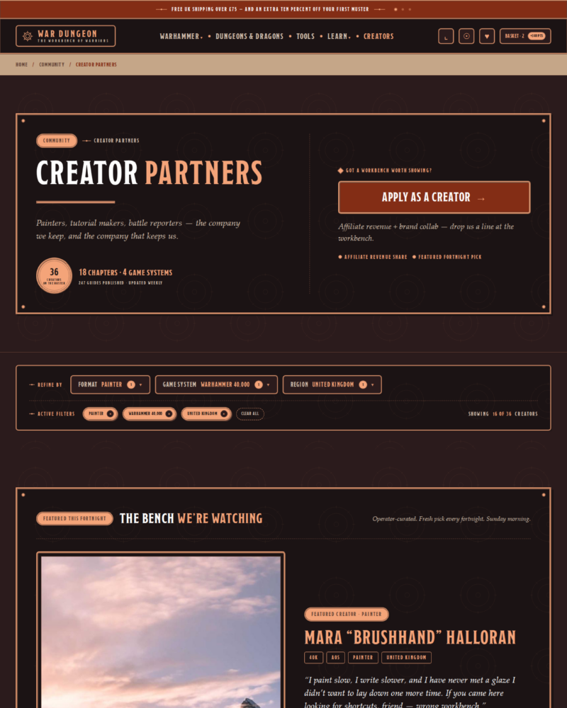 War Dungeon — Creator Partner area