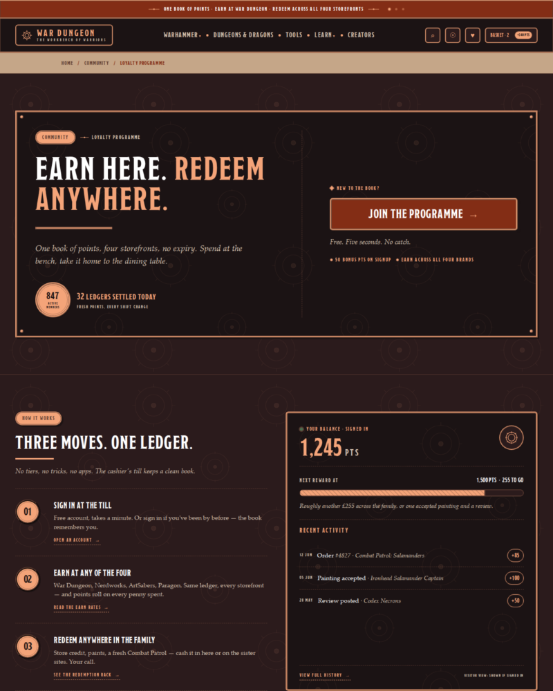 War Dungeon — Loyalty programme