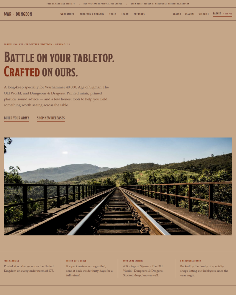 War Dungeon — Homepage — Editorial Restraint