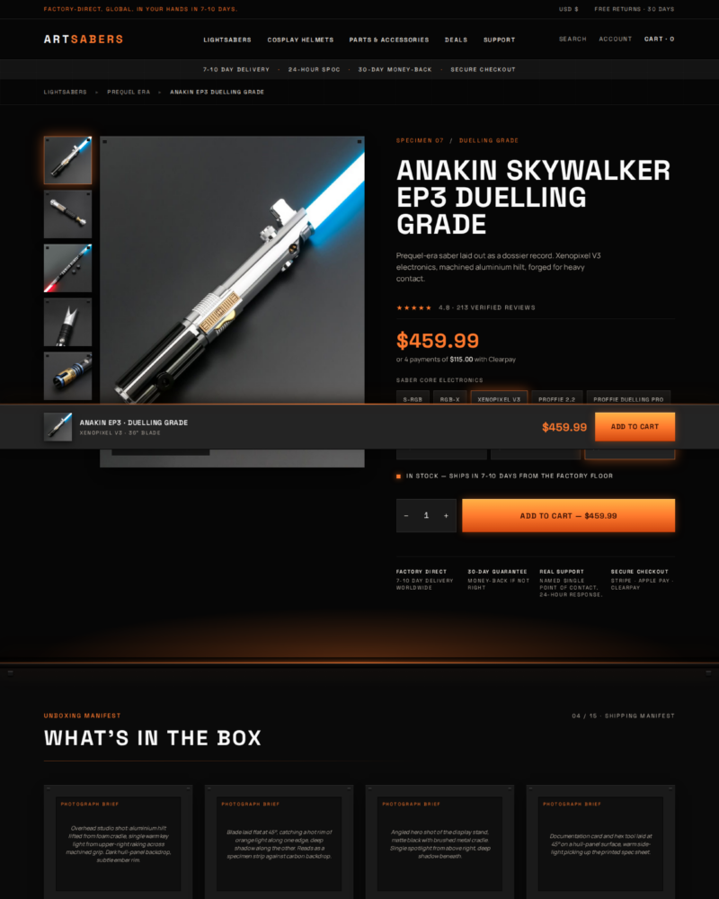 ARTSABERS — Product Page