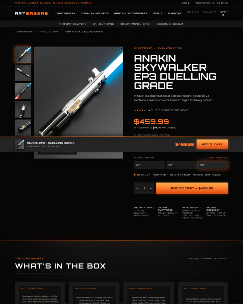 ARTSABERS — Product Page