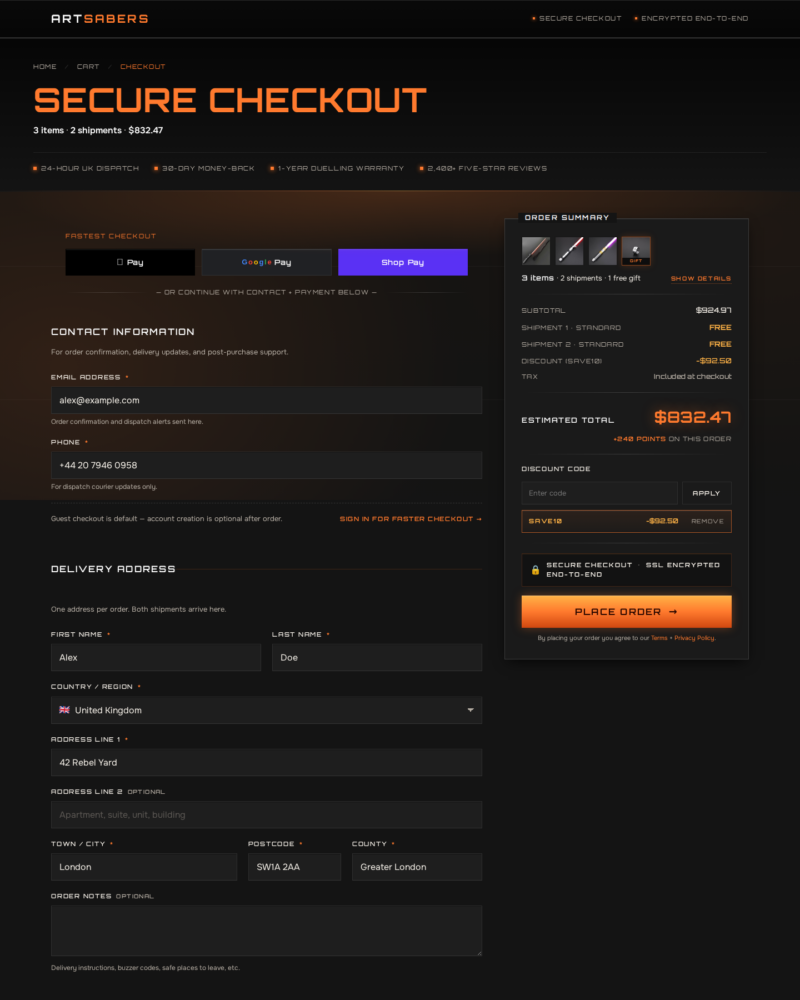 ARTSABERS — Checkout