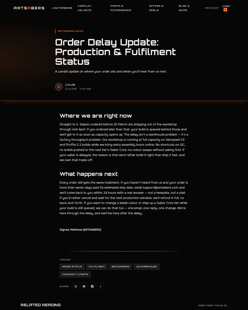 ARTSABERS — Article Mockup 1 · Announcement ·