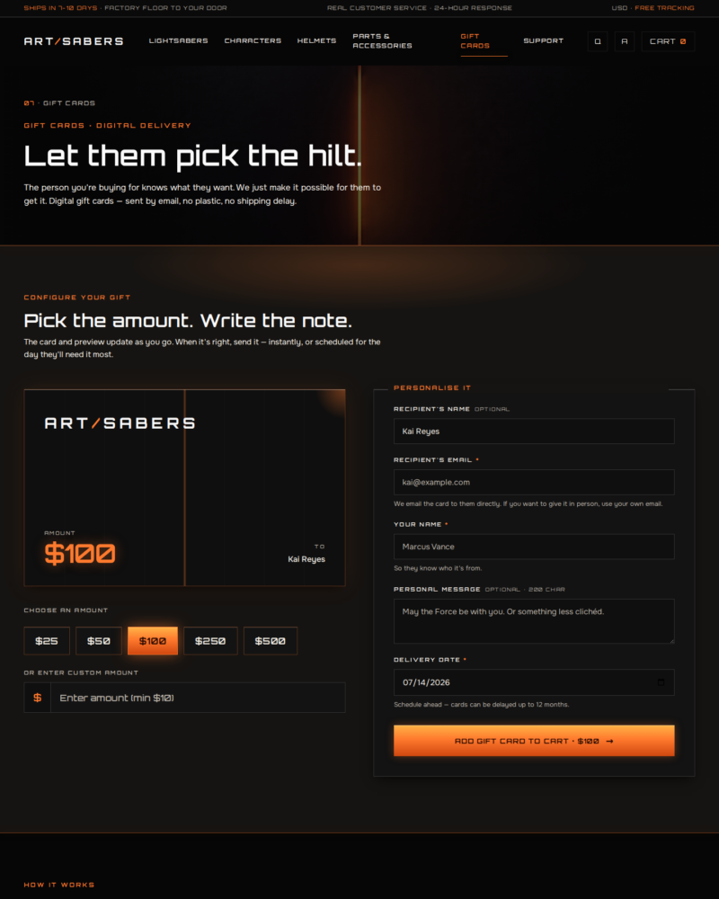 ARTSABERS — Gift Cards ·