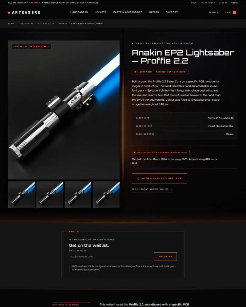ARTSABERS — Discontinued Product State ·