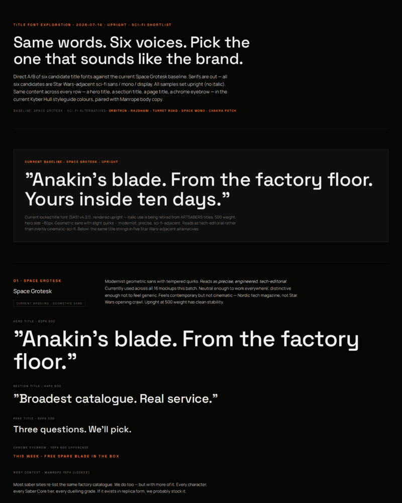 ARTSABERS — Typography · Title Font Exploration
