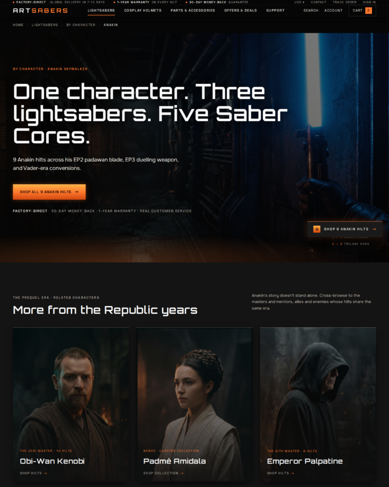ARTSABERS — Character Category · Anakin ·