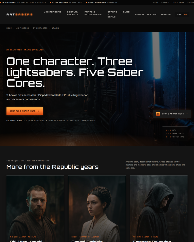 ARTSABERS — Character Category · Anakin ·