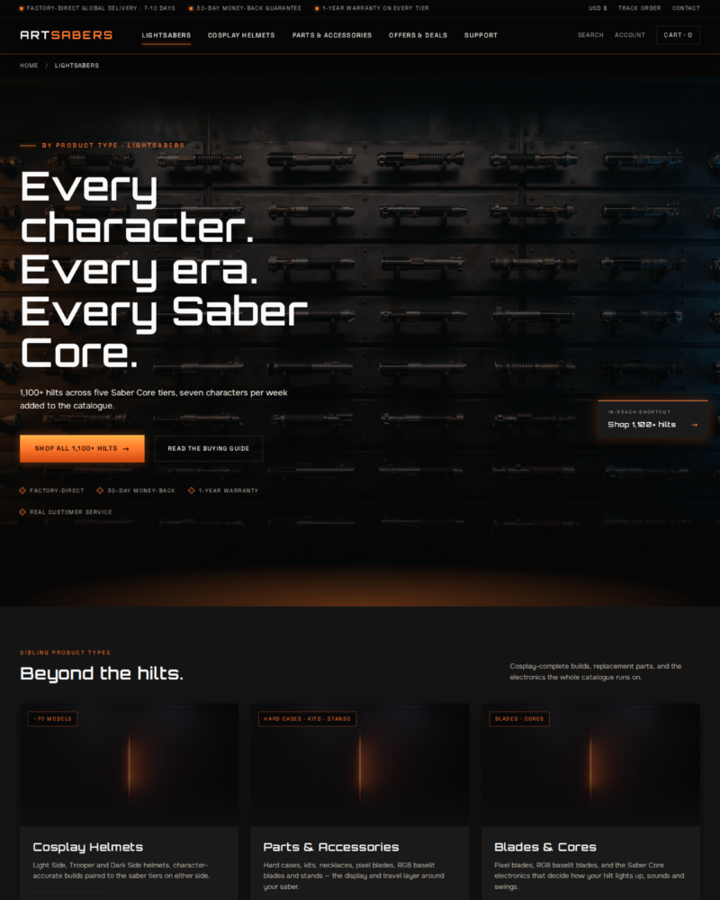 ARTSABERS — Product Type Category · Lightsabers ·