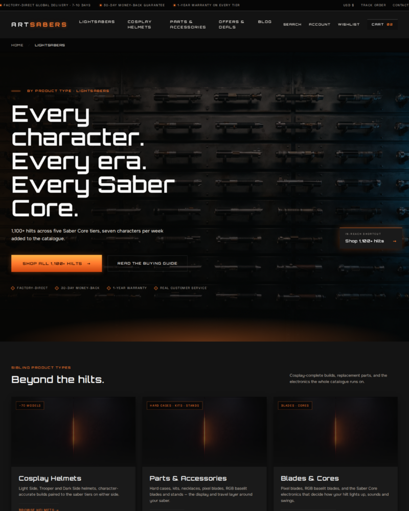 ARTSABERS — Product Type Category · Lightsabers ·